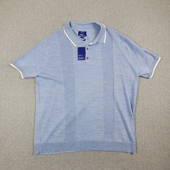 NWT Apt. 9 Sweater Mens Size XXL Seriously Soft Tipped Polo Sweater Pale Blue - Picture 4 of 12